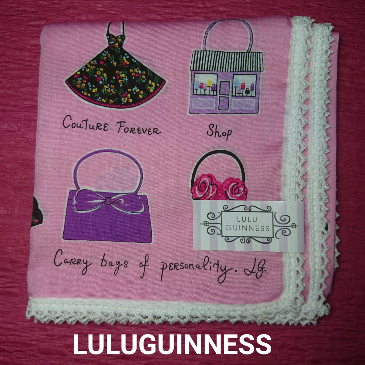 【未使用新品】 LULU GUINNESS ルルギネス ハンカチ 3 888拍卖