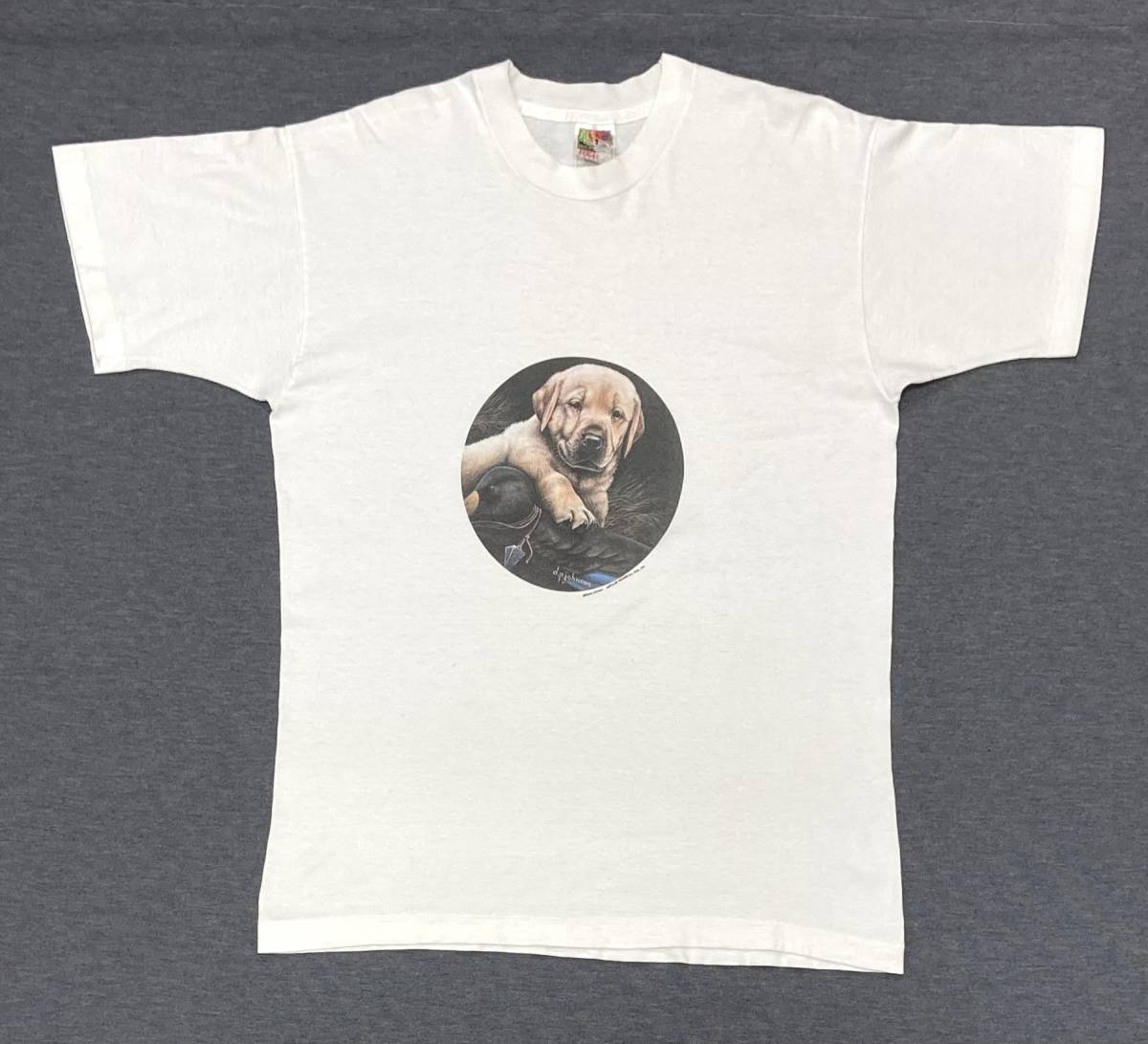 90s Diana Johnson アート Tシャツ 白 L 犬 ドッグ ビンテージ拍卖