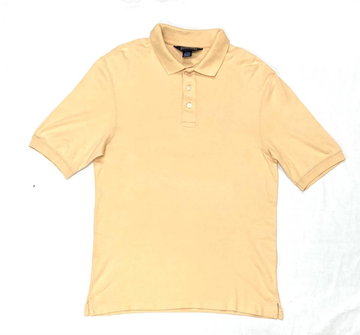 90s LANDS’END ランズエンド コットン ポロシャツ 黄色 S Tシャツ地 サイドスリット拍卖