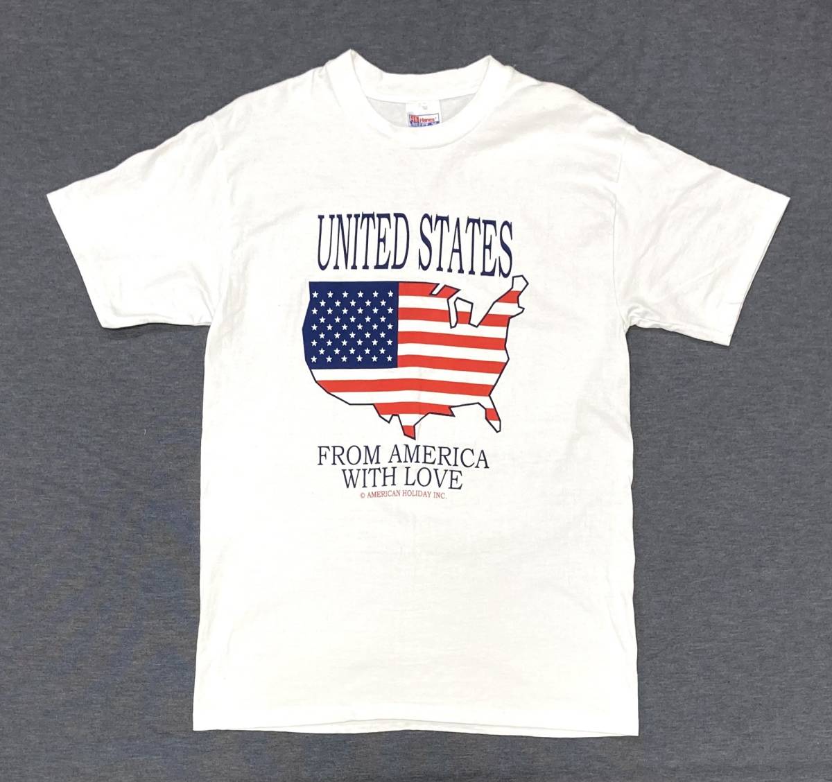 美品 90〜00s 初期 AMERICAN HOLIDAY INC Tシャツ 白 M UNITED STATES FROM AMERICA WITH LOVE 企業 スーベニア?拍卖