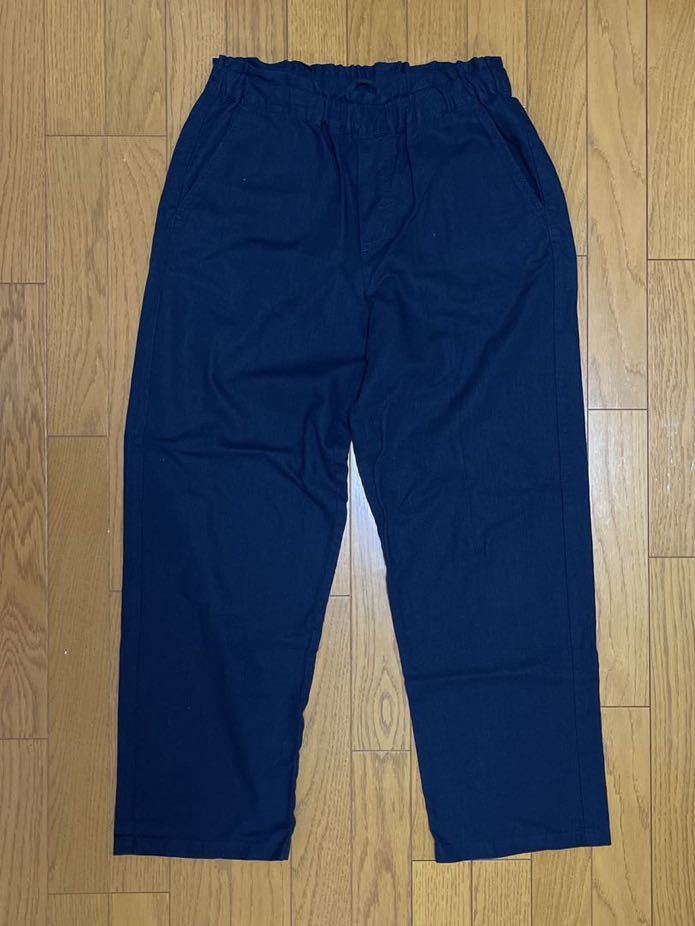 送料無料■studioCLIP スタジオクリップ ネイビー リネンコットン パンツ サイズM ウエストゴム拍卖