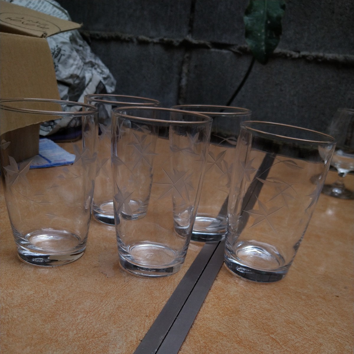 タンブラーグラス 昭和レトロ お花柄 中古 5個セット拍卖