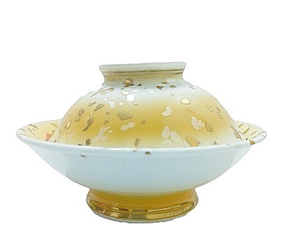 18鋤) 未使用 金吹雪蓋向 中鉢 陶器 和食器 割烹 料亭 祝い 業務用 蓋付き 椀(230517 A-5)拍卖