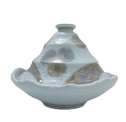 17鋤) 美品 金彩山型蓋向 中鉢 陶器 和食器 割烹 料亭 祝い 業務用 蓋付き (230517)A-5拍卖