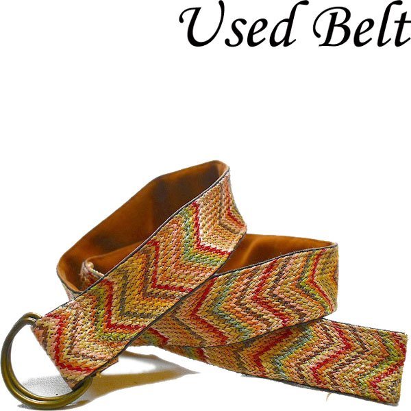 1点物◆アメリカ直輸入レトロデザイン柄物リングベルト古着メンズMLレディースOKアメカジ90sストリート/スポーツ派手ブランド中古558284拍卖