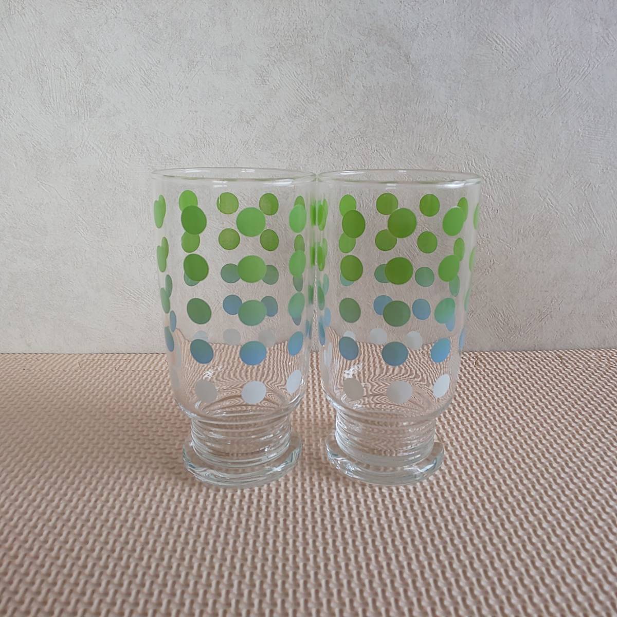 水玉模様 グラス 昭和レトロ ポップ 2個拍卖
