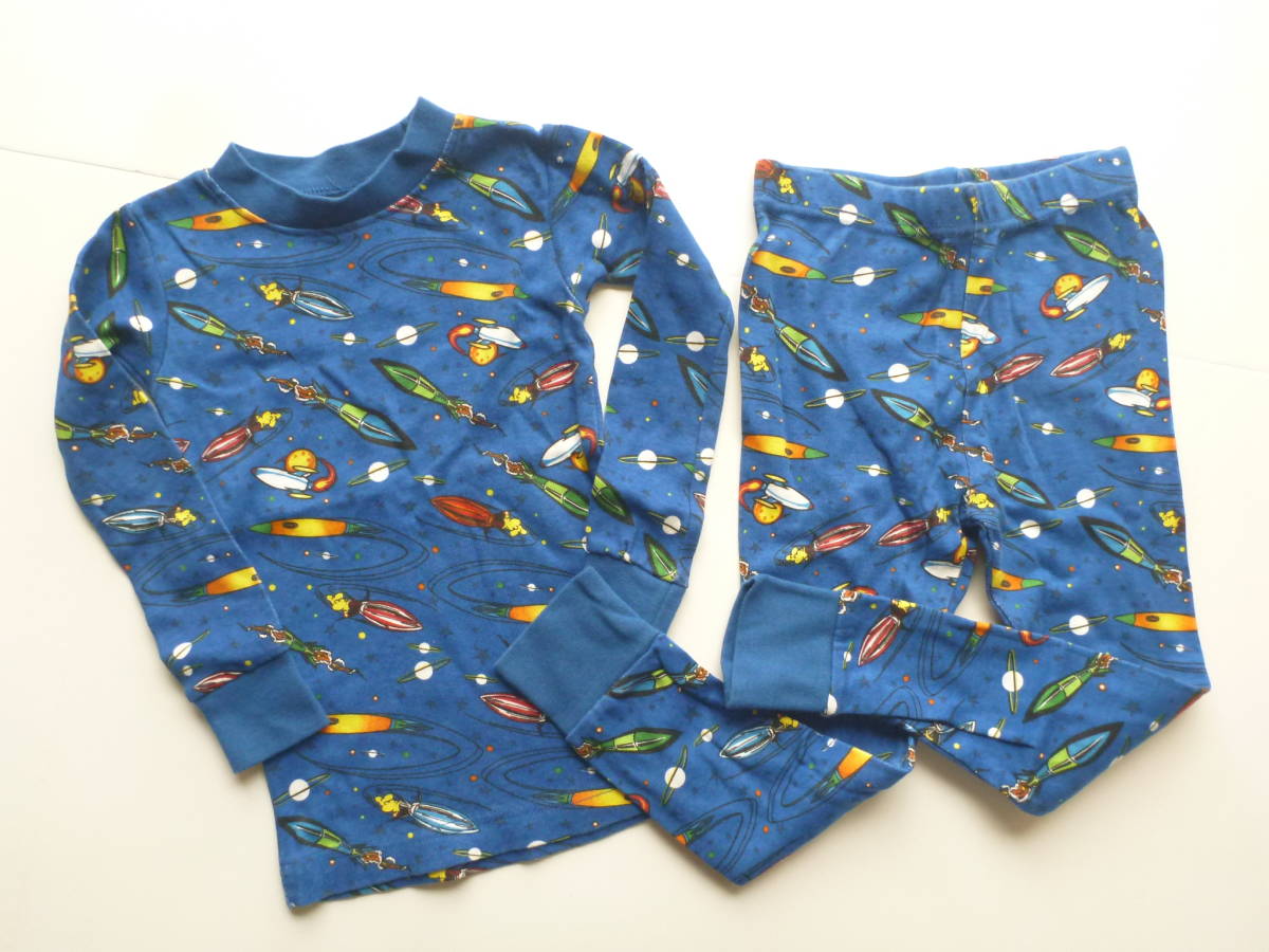 美品 KIRKLAND カークランド ★ 紺 ネイビー オーガニックコットン 宇宙 長袖 パジャマ 100拍卖