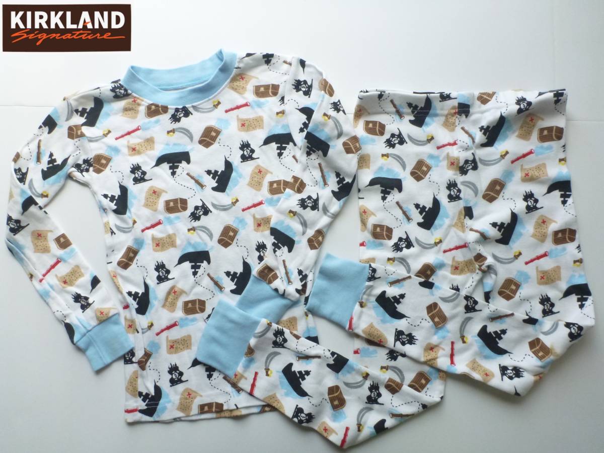 美品 KIRKLAND カークランド ★上質コットン100% 海賊船 長袖 パジャマ 上下セット 6 120拍卖