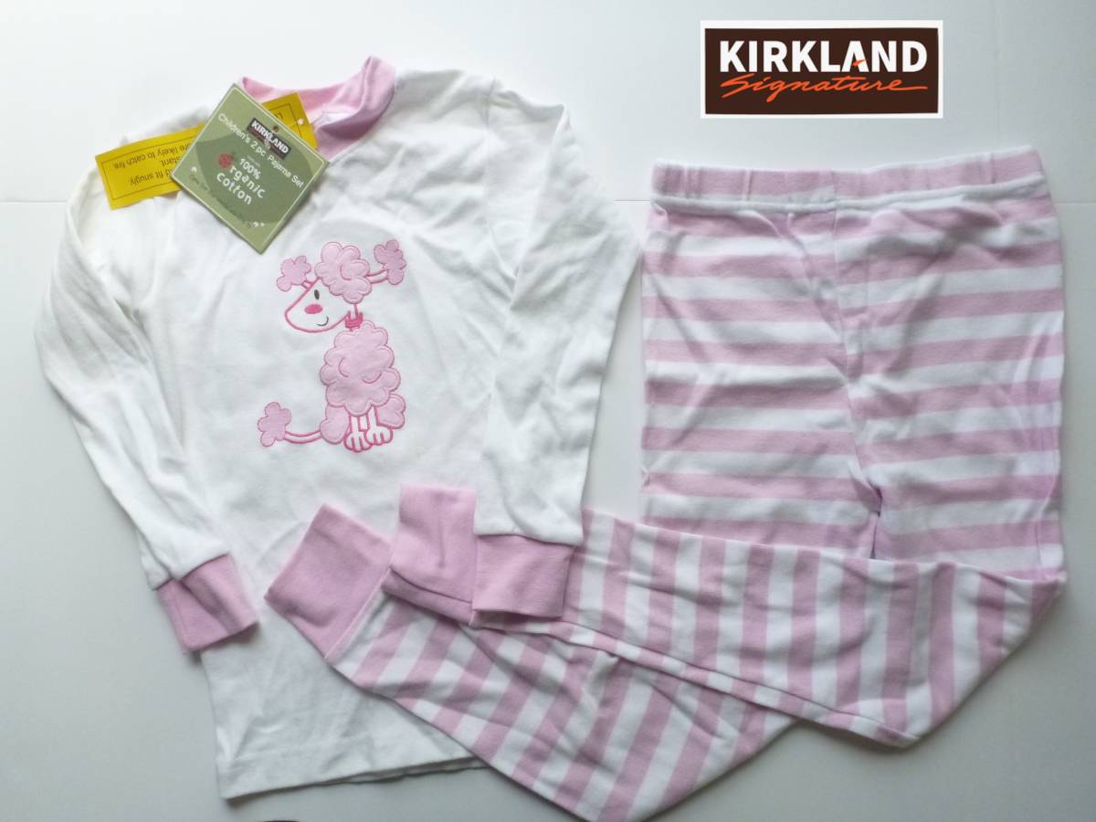 新品 KIRKLAND カークランド ★上質オーガニックコットン100 ひつじ ピンク 長袖 パジャマ 上下セット 7 125 120~130拍卖