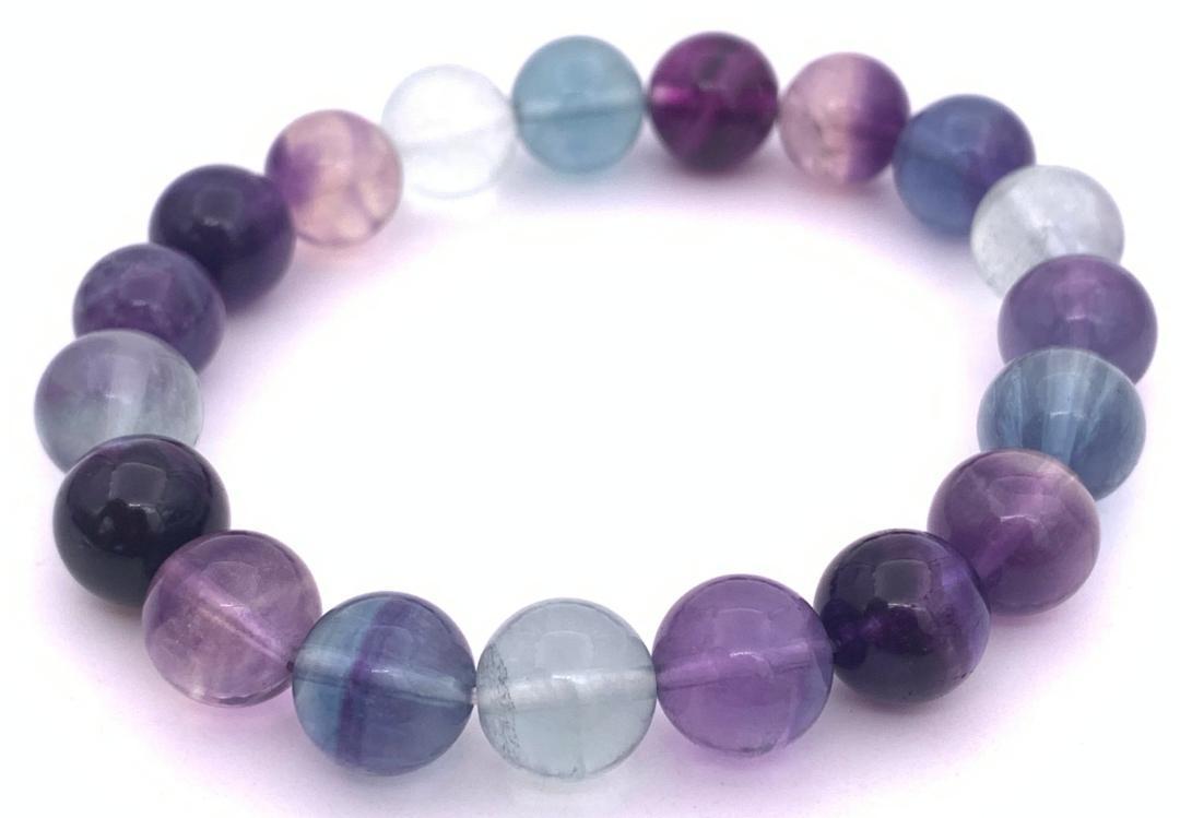 天然石レインボーフローライトAAA10mm玉のブレスレット-026拍卖