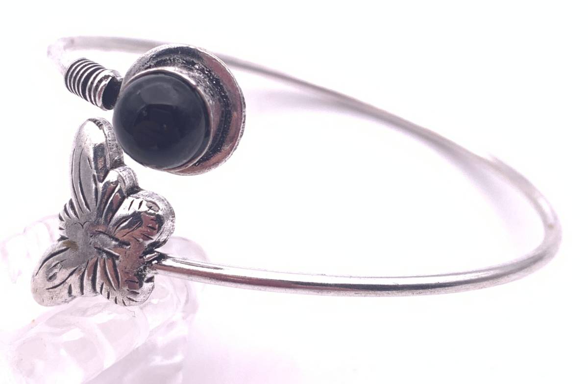 天然石オニキス(黒瑪瑙)&バタフライ(蝶)のバングル拍卖