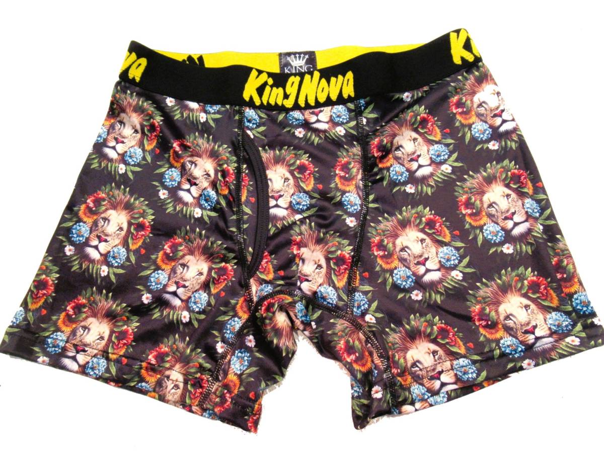 メンズファッション 下着 ブリーフ ボクサーパンツ KING NOVA/キングノバ 前開きボクサーパンツ(L) ブラック ライオン p0S62拍卖