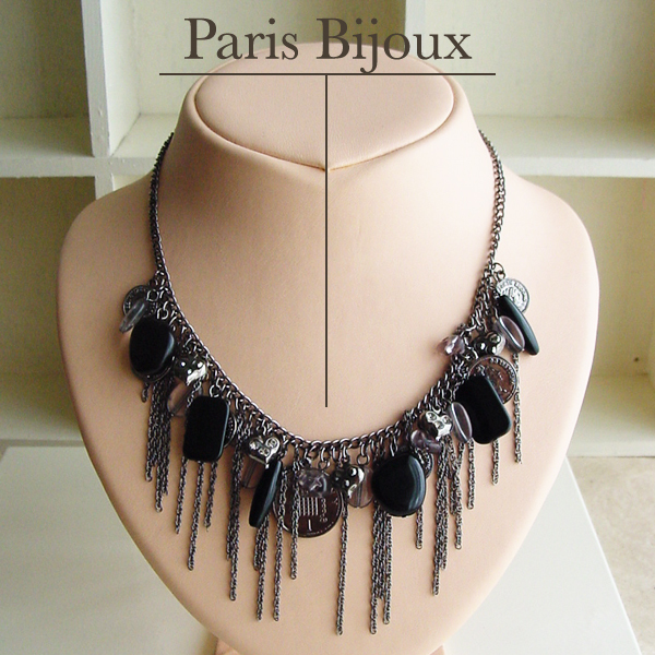 ★パリのアクセサリー メタルチャーム&フリンジ チェーンネックレス PN-70拍卖