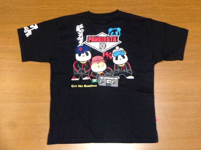 錦 PANDIESTA JAPAN Tシャツ ヒップホップ パンダ/黒Lサイズ/パンディエスタ ジャパン 523861 熊猫印 PDJ HIP HOP/新品 刺繍 半袖 Tシャツ拍卖