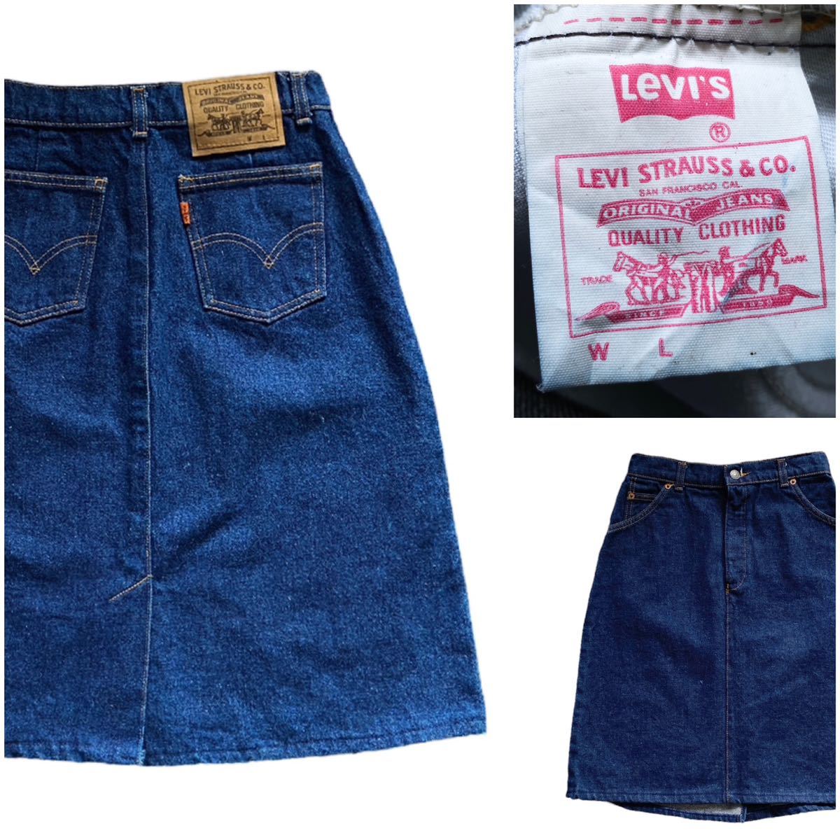 80's Levi's リーバイス ヴィンテージ デニム スカート タイトスカート ミニ インディゴ ユーロリーバイス USA 濃いリジット 70's 90's拍卖