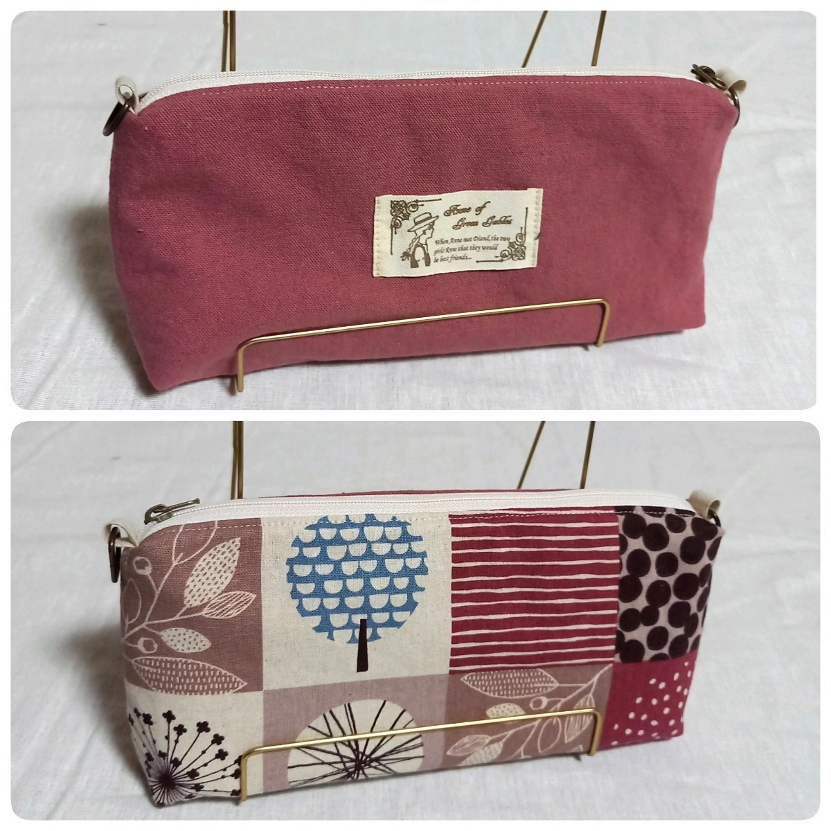 手作り☆北欧風ピンクパッチワーク柄の任天堂SwitchLite収納ポーチ拍卖