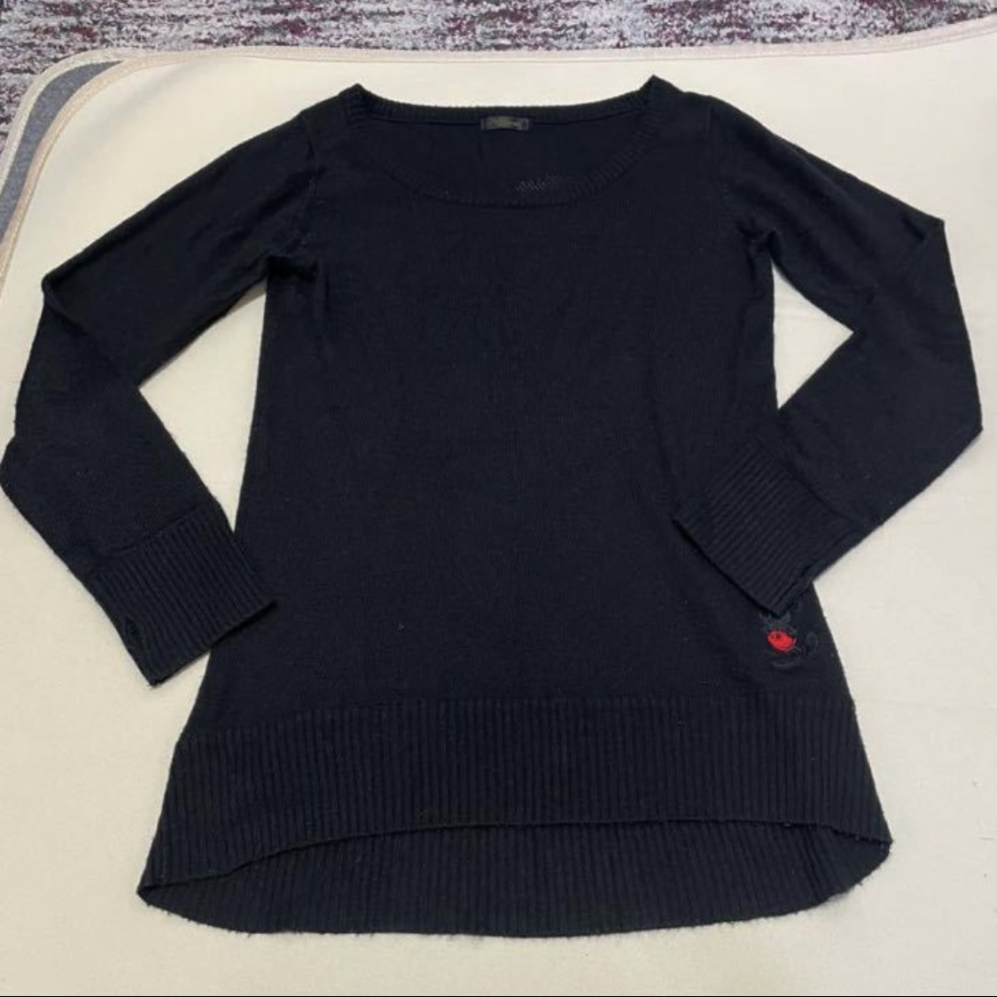 バラク BARAK ディズニー ミッキー 透かし柄 ニット トップス 黒 ブラック サイズ99 フリーサイズ拍卖