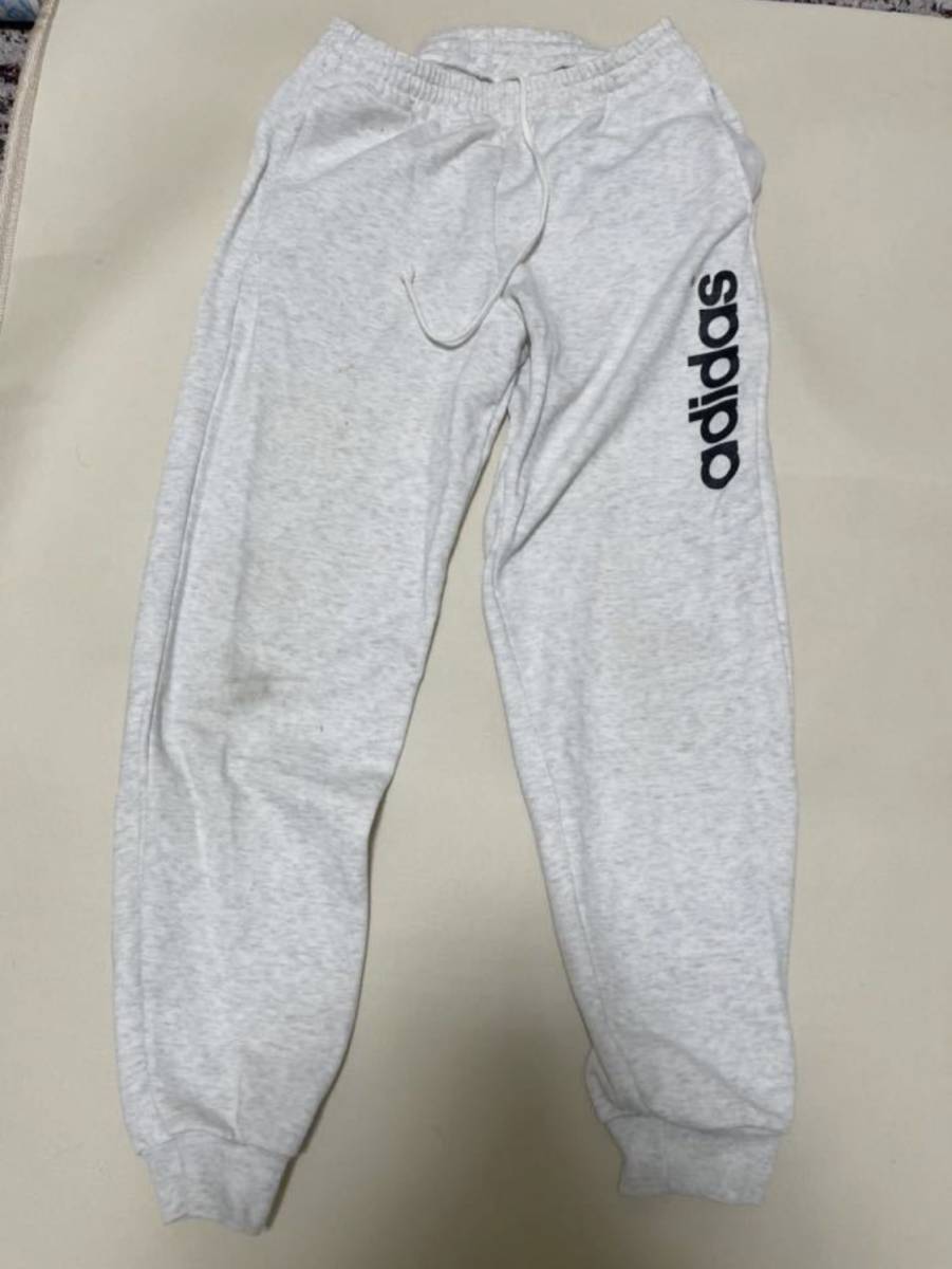 adidas アディダス スウェット パンツ ジョガーパンツ テーパード 150 霜降りホワイト拍卖