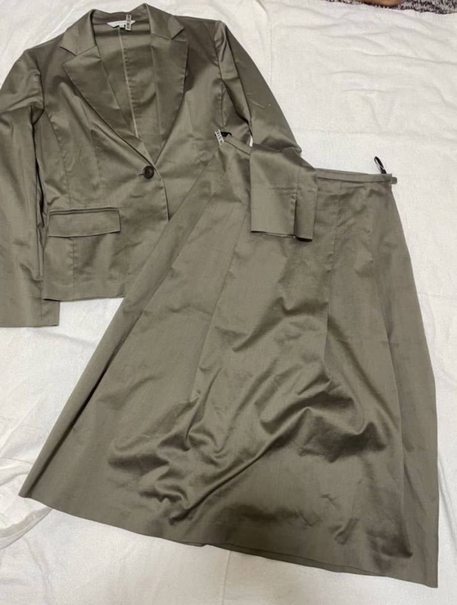 TWO:C トゥシー 光沢ブラウン セットアップ ジャケットサイズ40 スカート38 日本製 上下 フォーマル拍卖