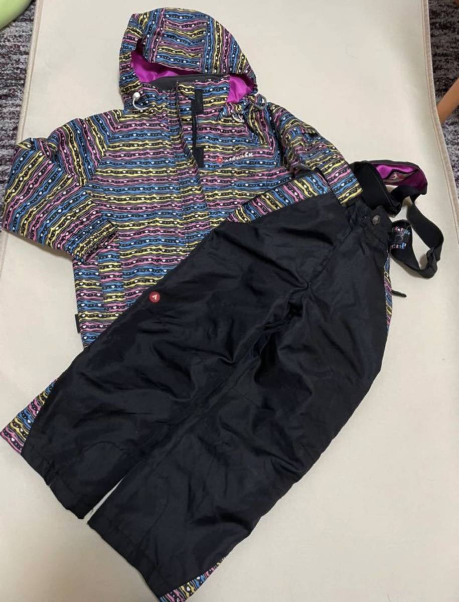 美品!スキーウエア AIR WALK 女の子用 120 黒系 スキー教室で一度使用拍卖
