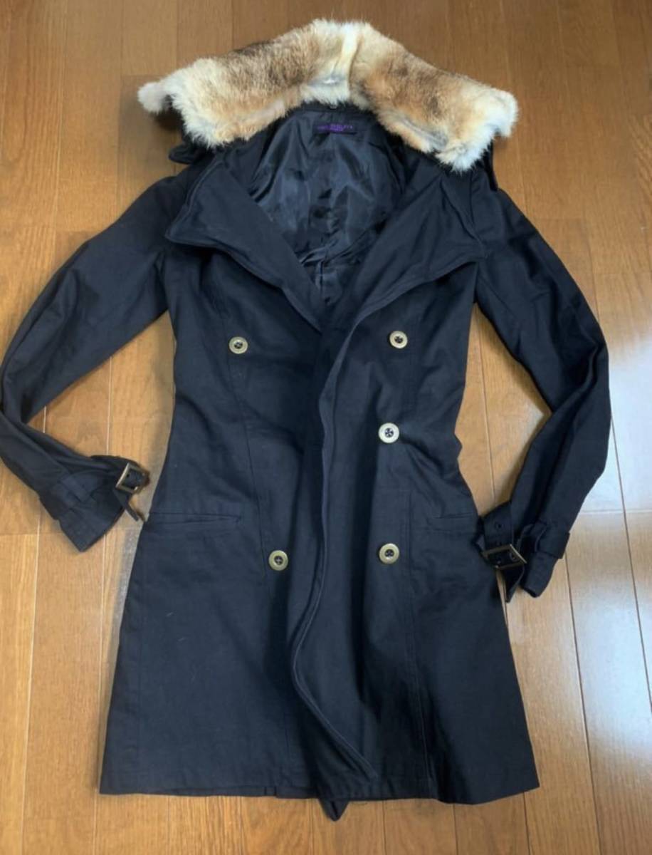 メゾンギルフィー MAISON GILFY トレンチコート ジャケット ベルト ブラック ラビットファー拍卖