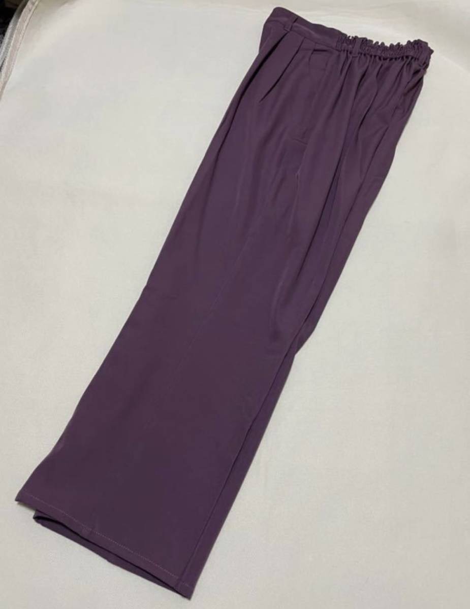 未使用 FUN ファン ウエストゴムイージー ストレートパンツ パープル 紫 Mサイズ拍卖