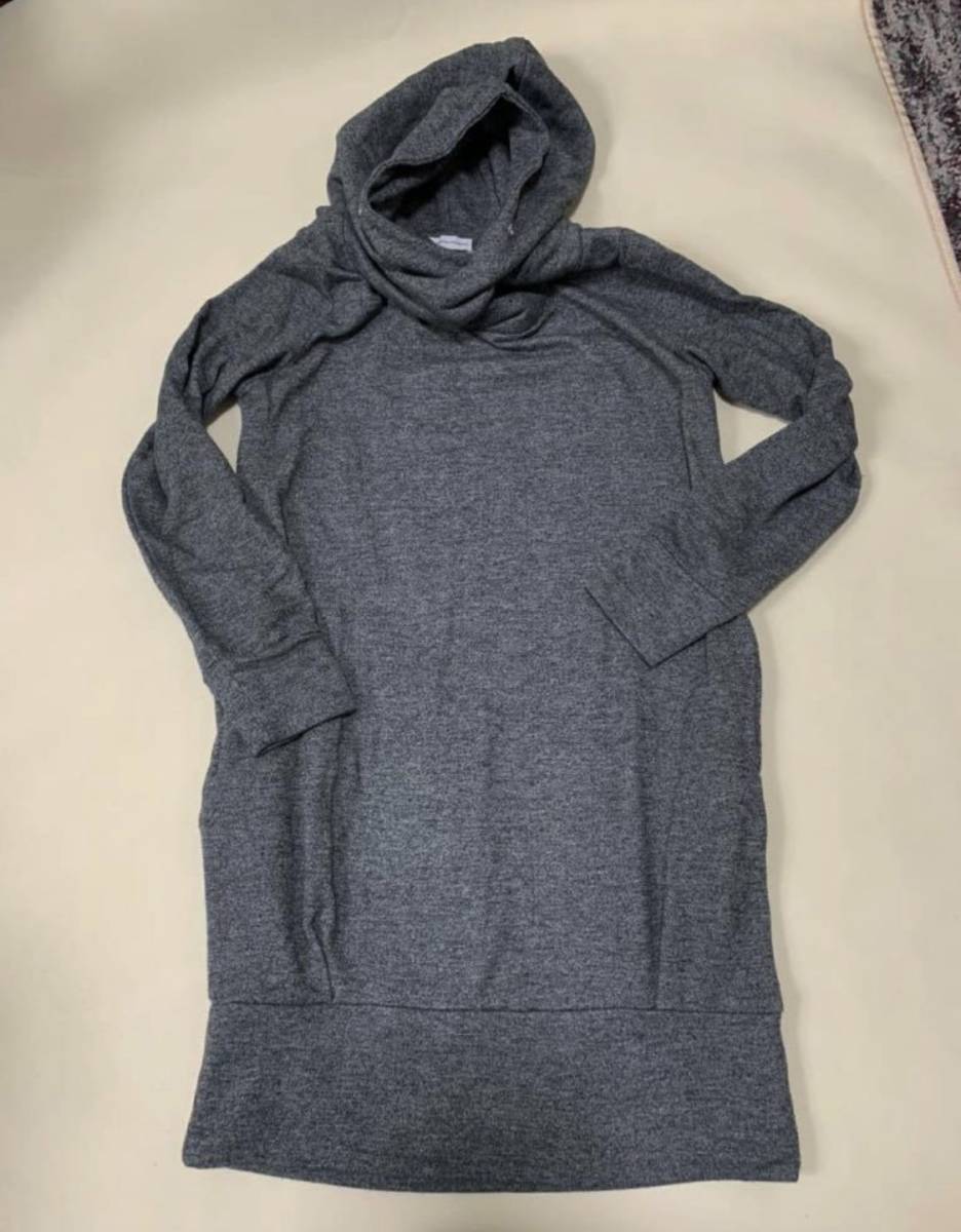 E hyphen world gallery イーハイフン パーカー ロング フーディー 上着 長袖 グレー 灰色 フリーサイズ拍卖