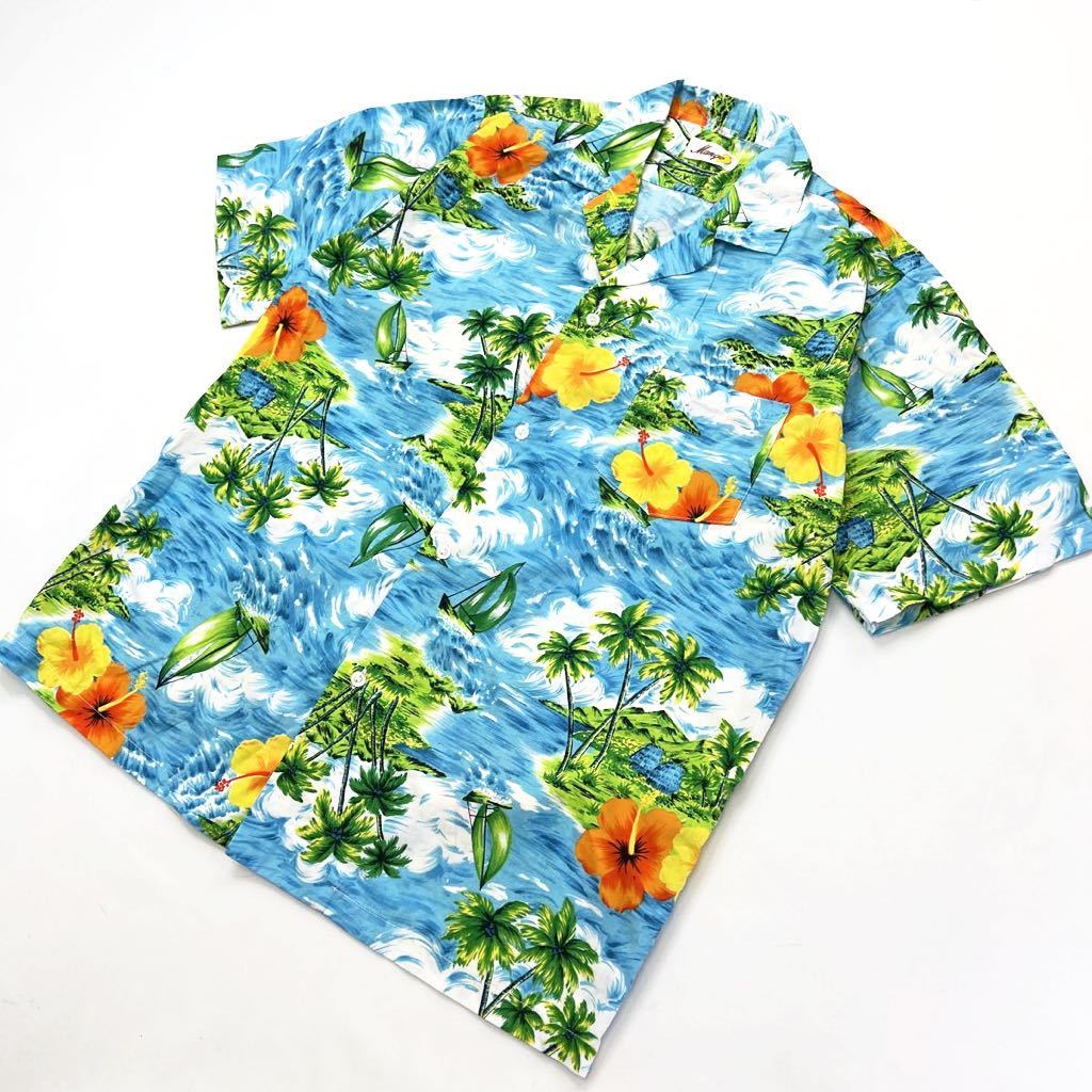 Mango ☆ 爽やかな総柄◎ コットン アロハシャツ ハワイアンシャツ フリーサイズ アメカジ リゾート ストリート 古着MIX マンゴー■AG196拍卖