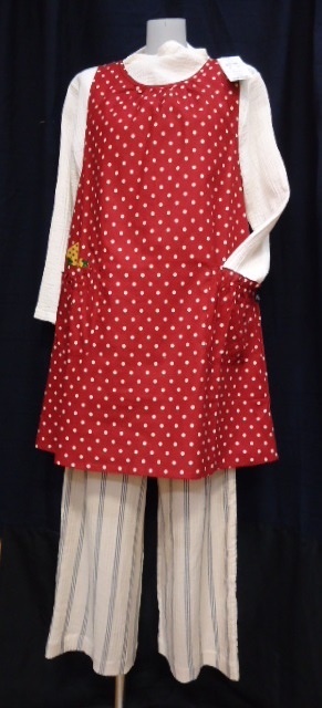 エプロン 水玉柄 RE色 うしろ紐 ★Atsuko Matano★ 綿85% 麻15% 28438拍卖