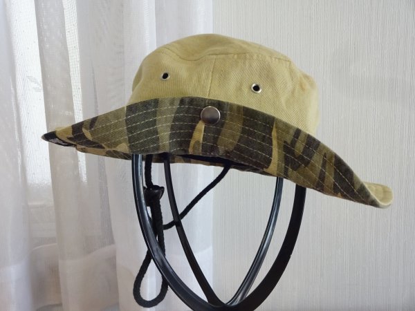 ∞TK SAOKID∞キッズ帽子 男の子 サハリハット 紐付 ブラウン色迷彩柄 サイズ50cm キャップ 帽子拍卖