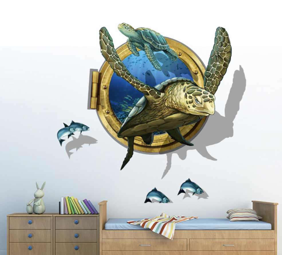 ウォールステッカー YB271 3D 亀 海 魚 癒す DIY 壁紙 インテリアシート 剥がせるシール 送料無料拍卖