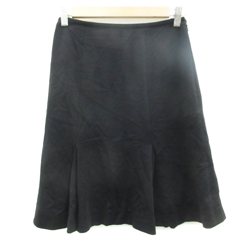 エフデ ef-de フレアスカート ひざ丈 9 ブラック 黒 /YM17 レディース拍卖