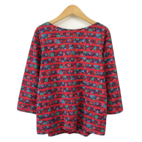 キース KEITH カットソー ボーダー 花柄 七分袖 44 赤 レッド レディース拍卖