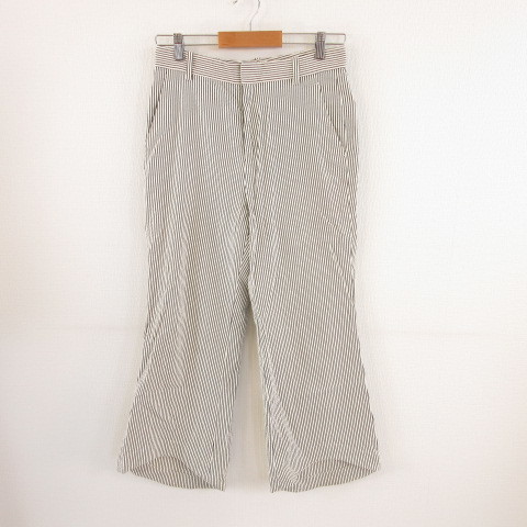 イエナ IENA LA BOUCLE ロングパンツ ストライプ オフホワイト 白 グレー 38 *T199 レディース拍卖