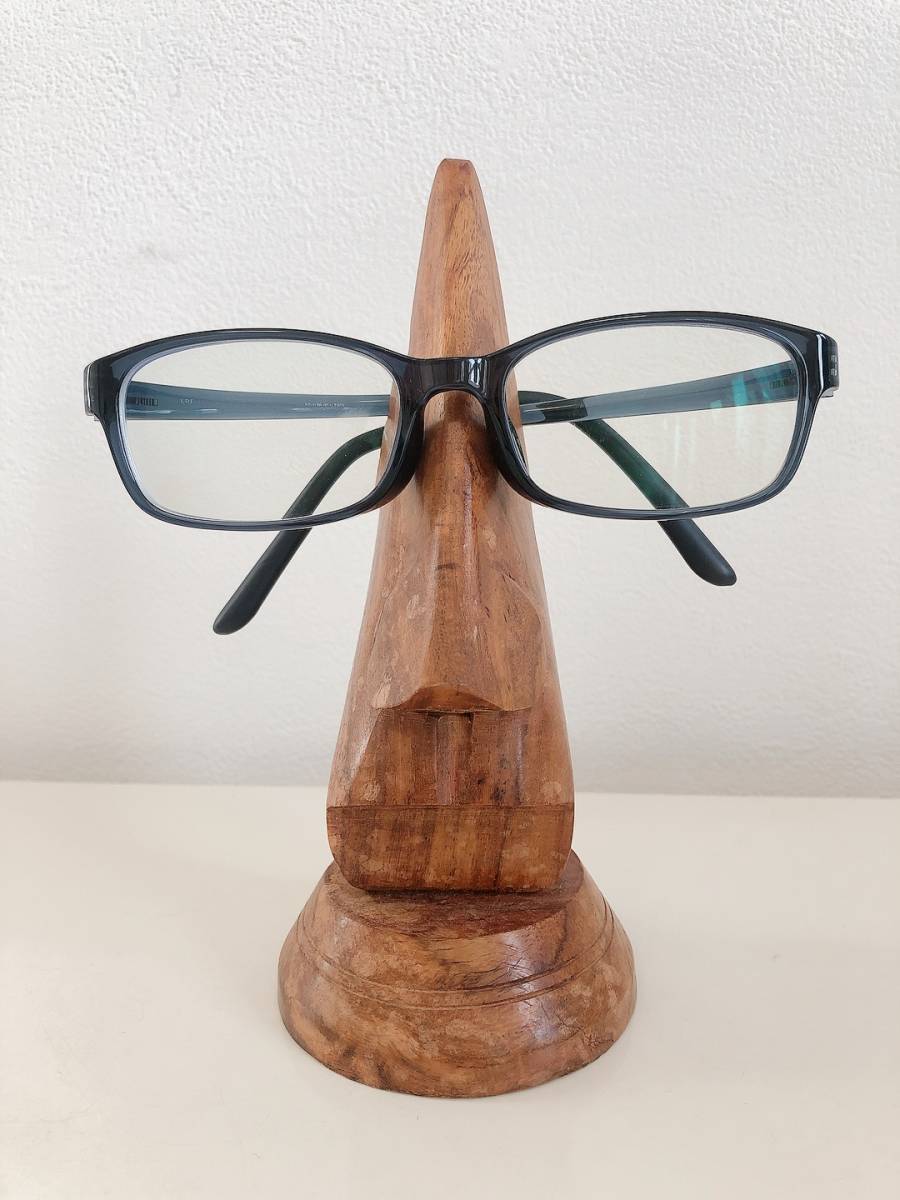 アジア工芸 木工 メガネスタンド オブジェ フェイスノーズ拍卖