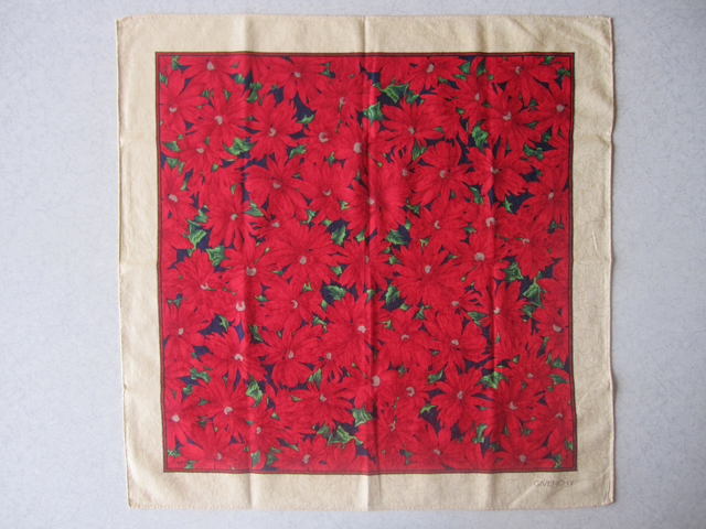 GIVENCHY ジバンシィ レディース ハンカチ 花柄 ビビッドカラー 赤 レッド×ベージュ拍卖