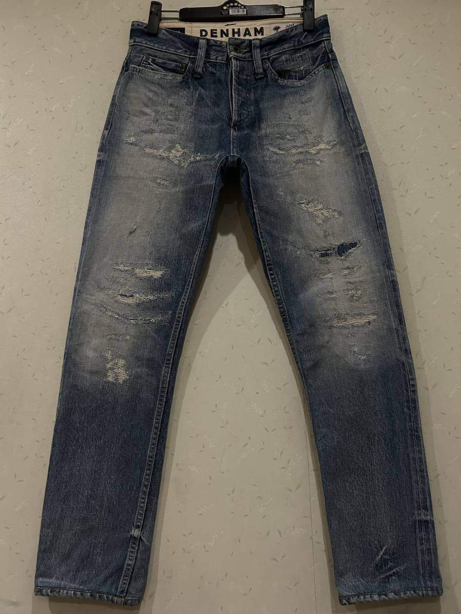 ※DENHAM デンハム RAZOR 5YJ JAPAN ARTISAN ダメージ&リペア加工 セルビッチデニムパンツ 限定350本 インディゴ 日本製 27 BJBC.E拍卖