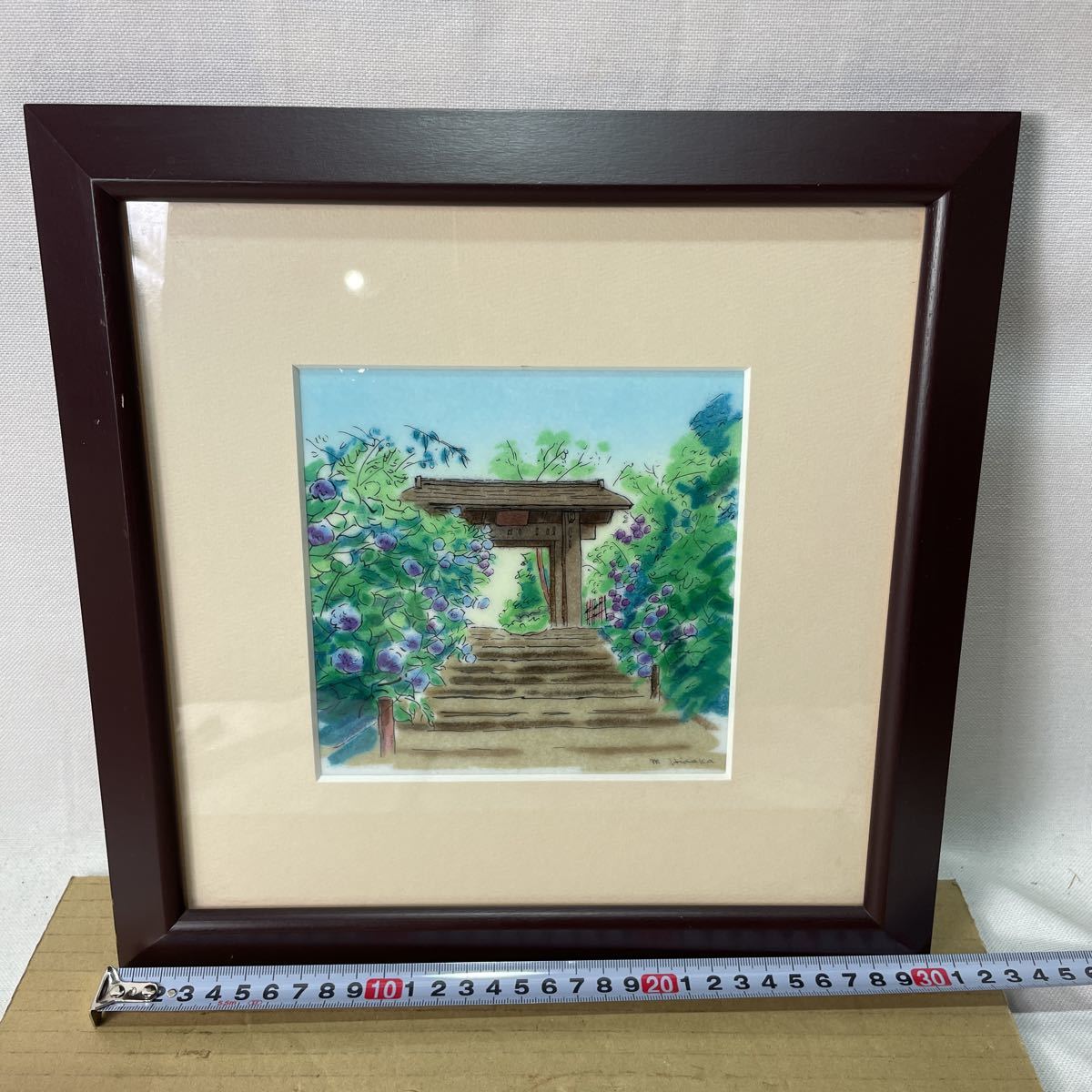 k 水彩画 額縁付き 風景 中古保管品 アンティーク拍卖