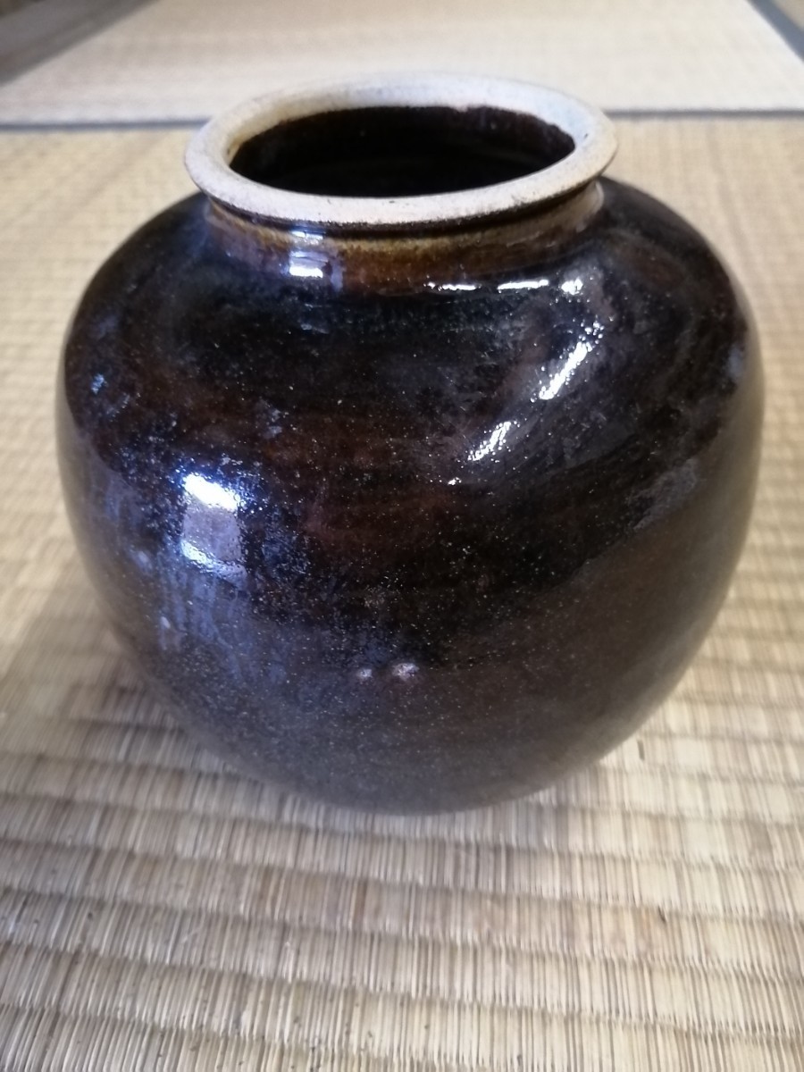 鉄釉茶壺 明治 壺 茶壺 葉茶壺 茶道具 地方窯 笠間 益子 民芸 TB10o7拍卖