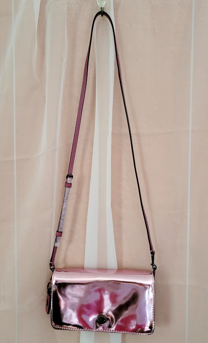 【COACH】コーチ ショルダーバッグ クラッチバッグ 2way メタリックミラーピンク 22832 斜め掛け 極美品拍卖