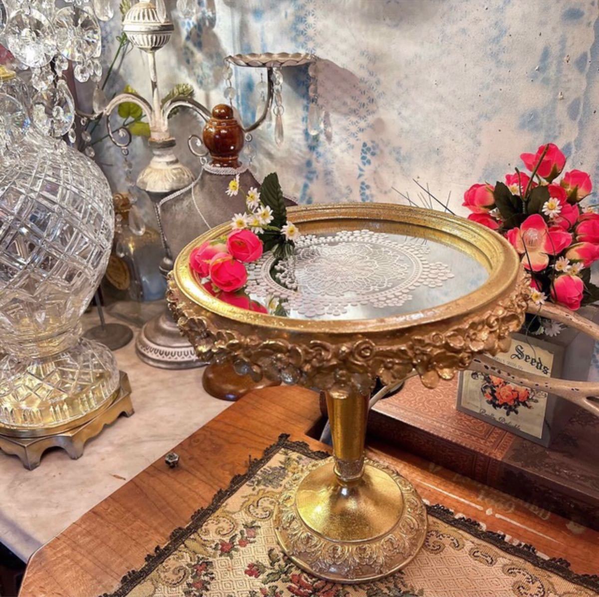 アンティークな部屋/ Mirror display stand ④/GOLD 鏡の飾り台 / decoration mirror #インテリア雑貨 #アンティーク #店舗什器拍卖