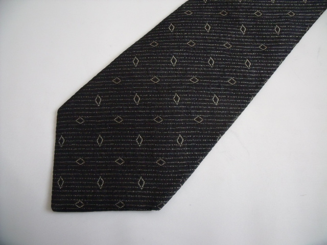 $ 新品同様 $ ● ブランド ネクタイ ● HIROKO KOSHINO ◆ ヒロココシノ ◆JGD◆ スクエア 刺繍 ストライプ調◆ ブラックグレー◆送料無料拍卖