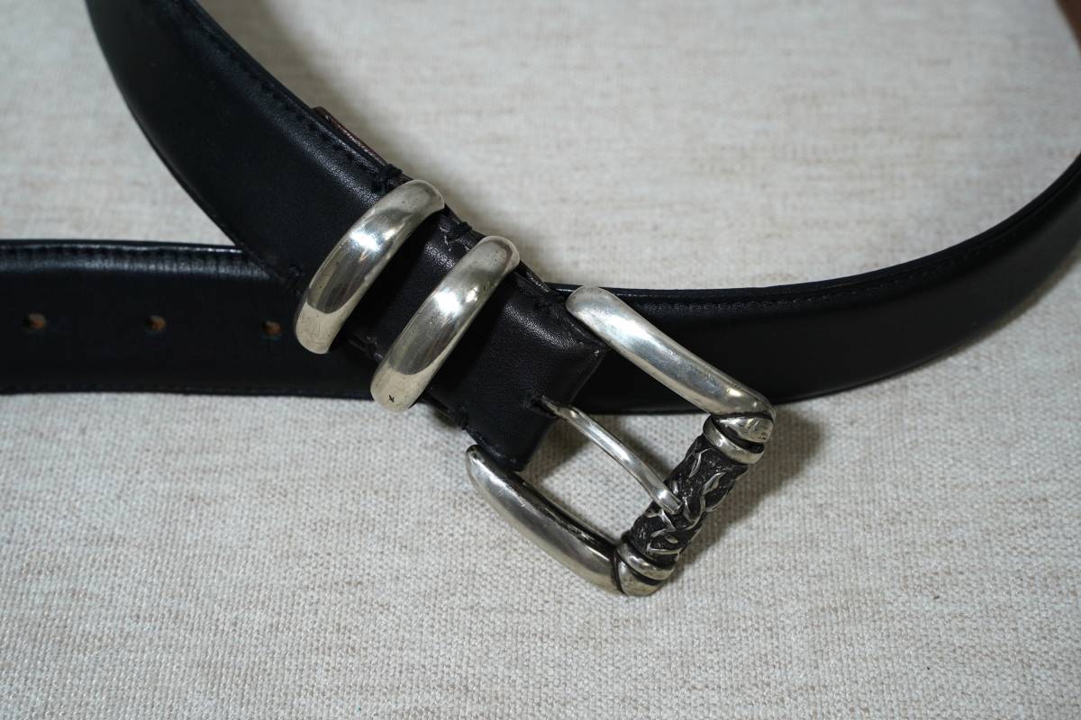 CLAUDIO CALESTANI クラウディオカレスターニ★Cintura in pelle fibbia in argento ベルト Argento 925, Vera pelle 35mm拍卖