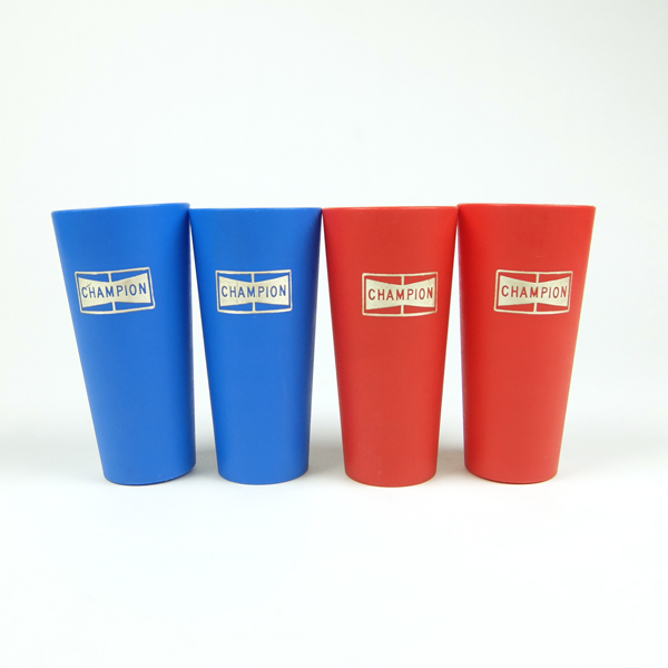 CHAMPION ビンテージ カップ 4点セット チャンピオン スパークプラグ レーシング レッド ブルー タンブラー USA拍卖