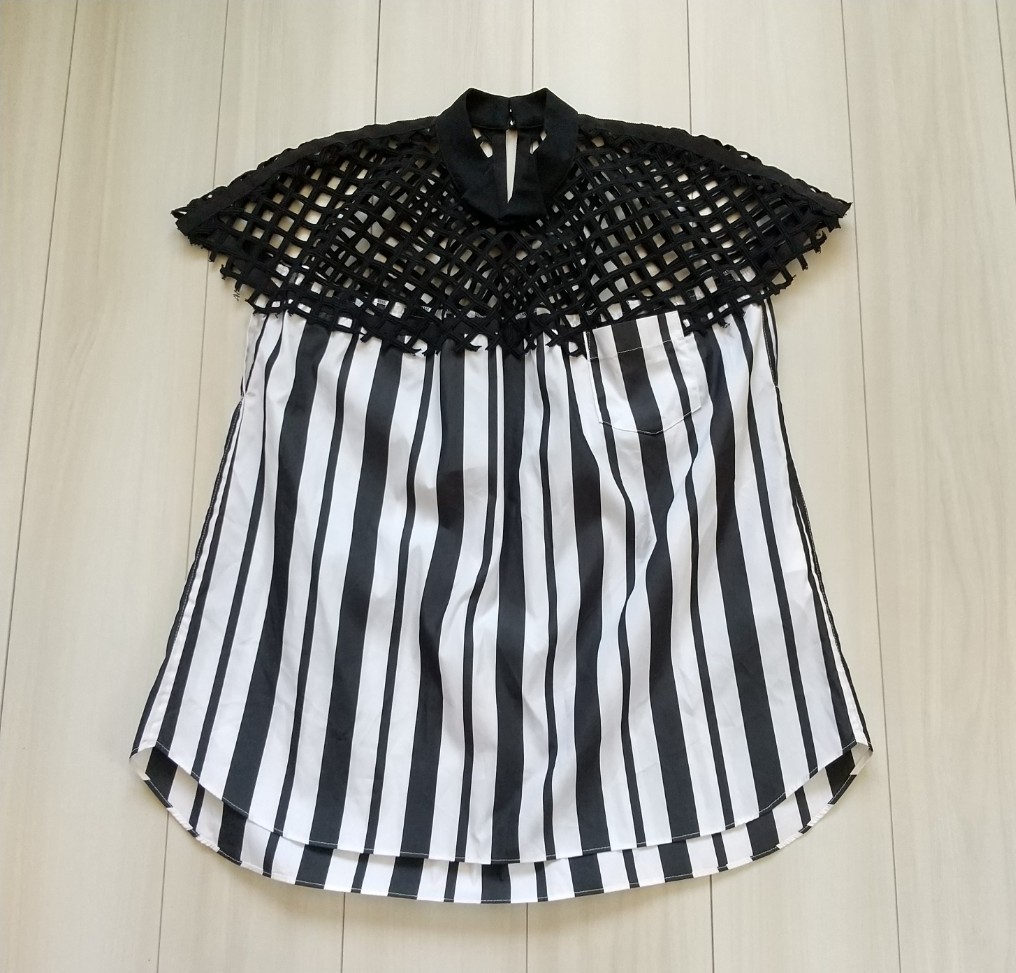 ◯(268)sacai mesh Stripe blouse拍卖