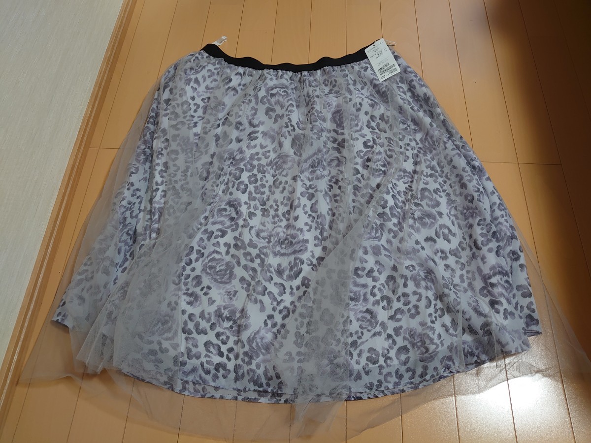 ローズティアラ ROSETIARA 46大きいサイズ フレアスカート グレー タグ付新品未使用自宅保管16500円拍卖