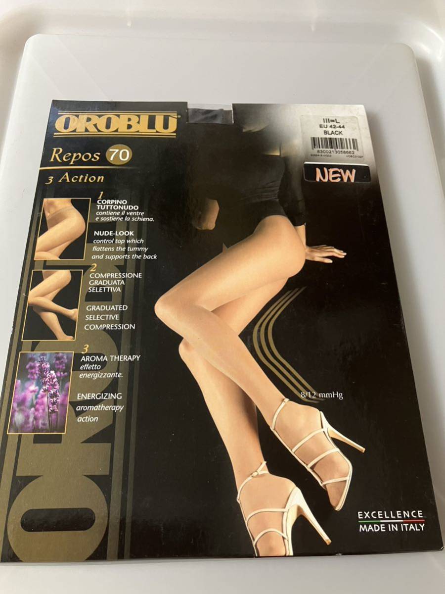 【送料無料】 OROBLU repos 70 3action L eu42/44 black 70デニール タイツ オロブル tights 黒 ブラック拍卖