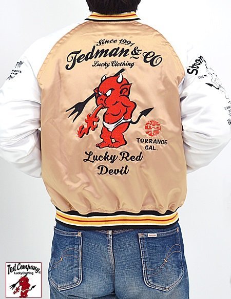 リバーシブルスカジャン◆TEDMAN/テッドマン ゴールド×ネイビーXLサイズ(サイズ44)TSK-059 刺繍 エフ商会 スーベニアジャケット efu拍卖