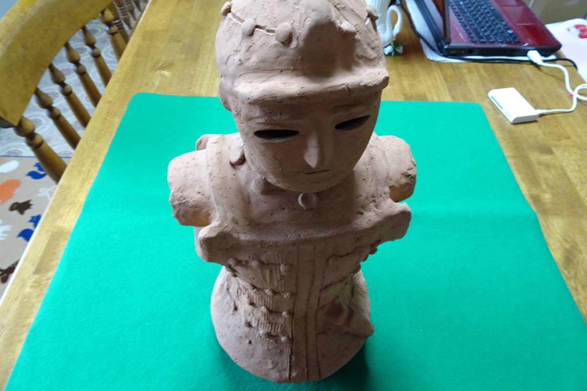 【希少 武人の埴輪人形 高さ41cm はにわ の素焼土器】拍卖