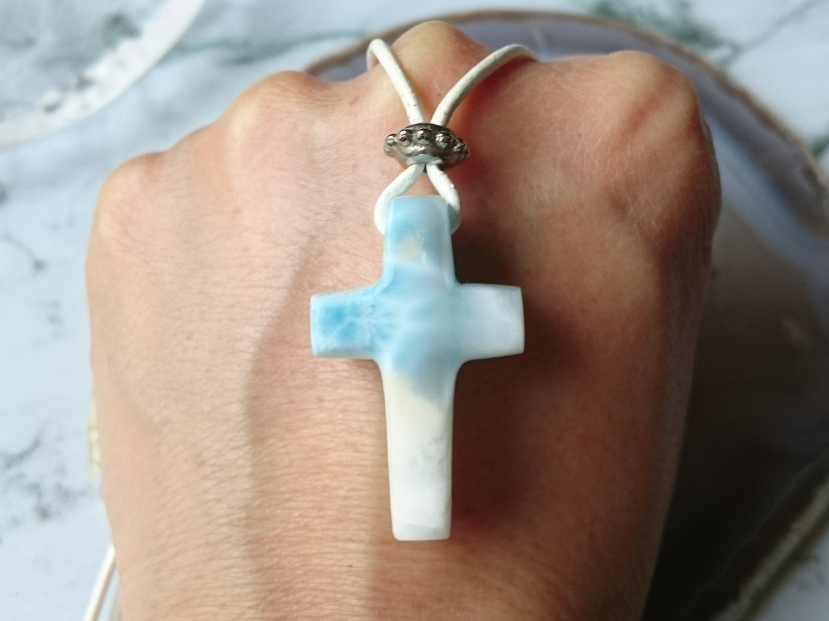 ラリマー☆ペンダント☆クロス 30mm拍卖